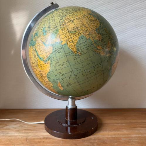 Vintage Antieke Glazen Wereldbol 33 cm in Doorsnede SVH, Huis en Inrichting, Woonaccessoires | Wereldbollen, Gebruikt, Verlicht