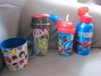 3 drinkbekers en 1 plastic mok/ marvel/ spiderman, de hulk, Ophalen of Verzenden, Zo goed als nieuw