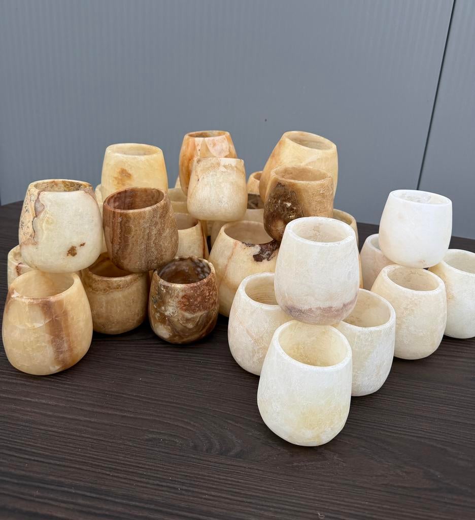 Alabaster kaarshouders, Ophalen, Nieuw, Overige materialen, Minder dan 25 cm