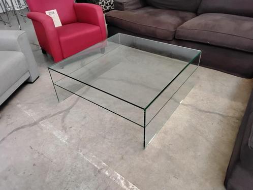 Salontafel glas, nieuw/demo. 100 x 100 cm. Voor 150=, Huis en Inrichting, Tafels | Salontafels, Nieuw, Minder dan 50 cm, 50 tot 100 cm