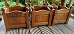 3 massief donker eiken Oisterwijk plantenbakken 32x32x32 cm., Huis en Inrichting, Woonaccessoires | Kapstokken, Ophalen, Gebruikt