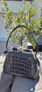 Chique grijs damestasje met crocoprint in lak., Sieraden, Tassen en Uiterlijk, Tassen | Damestassen, Ophalen of Verzenden, Zo goed als nieuw