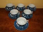6 Japanse Old Blue Willow espresso kop en schotels, Ophalen of Verzenden, Zo goed als nieuw, Overige stijlen, Kop(pen) en/of Schotel(s)