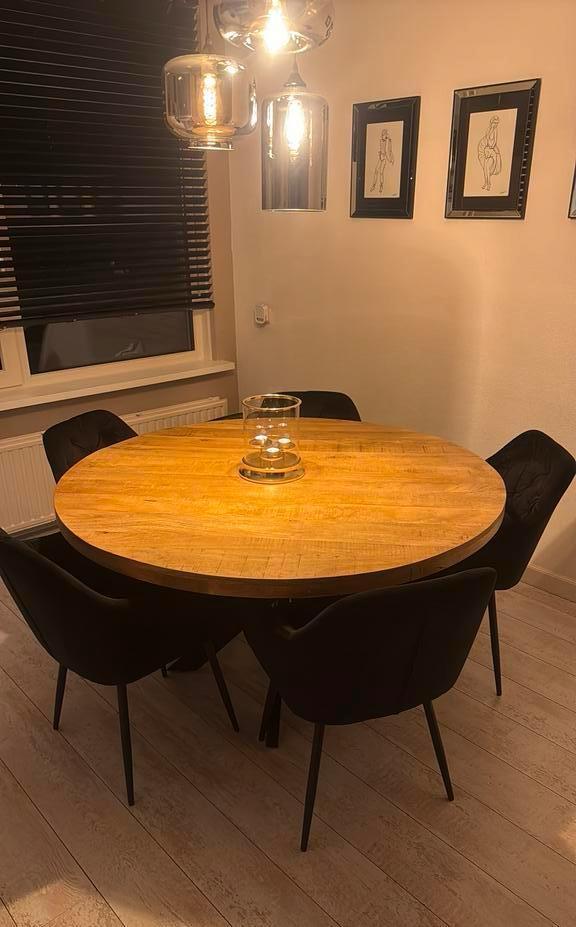 5 zwarte velvet eetkamerstoelen, Huis en Inrichting, Stoelen, Zwart, Ophalen of Verzenden