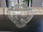 Vintage/ oude Glazen bowl schaal /kom geëtst glas met deksel, Ophalen