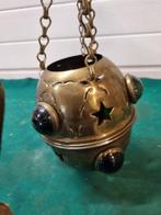 lamp paleatijnse lamp messing en glas, Huis en Inrichting, Lampen | Hanglampen, Ophalen of Verzenden, 'T Olde Gre-j, Info@toldegrej.nl