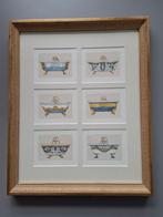 Tekeningen badkuipen in Passe Partout, Minder dan 50 cm, Gebruikt, Ophalen of Verzenden, Schilderij