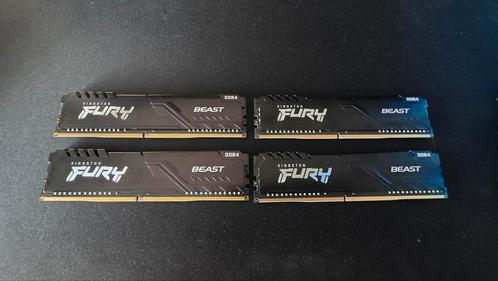 Kingston fury beast ddr4 32Gb 3200Mhz (4x8Gb), Computers en Software, RAM geheugen, Zo goed als nieuw, Desktop, 32 GB, DDR4, Ophalen of Verzenden