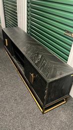 Richmond Interiors Blackbone Brass Tv Dressoir 4-deurs, Huis en Inrichting, Ophalen, 150 tot 200 cm, Zo goed als nieuw, Metaal