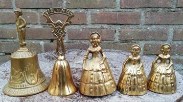 Dienstbellen. Messing/brons. 5 stuks.  beschikbaar voor biedingen