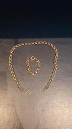 Jasseron schakelketting en armband - goldplated, Ophalen of Verzenden, Zo goed als nieuw, Goud, Overige materialen