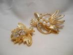 Lot van 2 mooie "gouden" broches, Overige materialen, Met kristal, Ophalen of Verzenden, Zo goed als nieuw