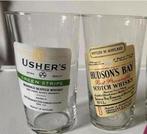 2 Grote glazen: Usher’s blender-Hudson’s bay scotch whisky., Ophalen of Verzenden, Zo goed als nieuw, Borrel- of Shotglas