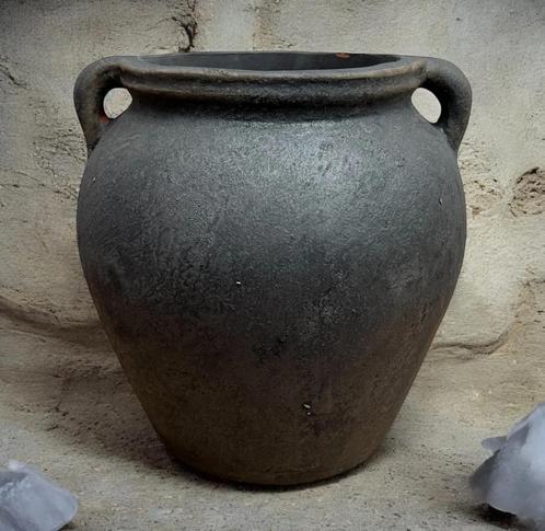 Stenen pot (M) met twee oren - Black & Sand, Huis en Inrichting, Woonaccessoires | Overige, Nieuw, Ophalen of Verzenden
