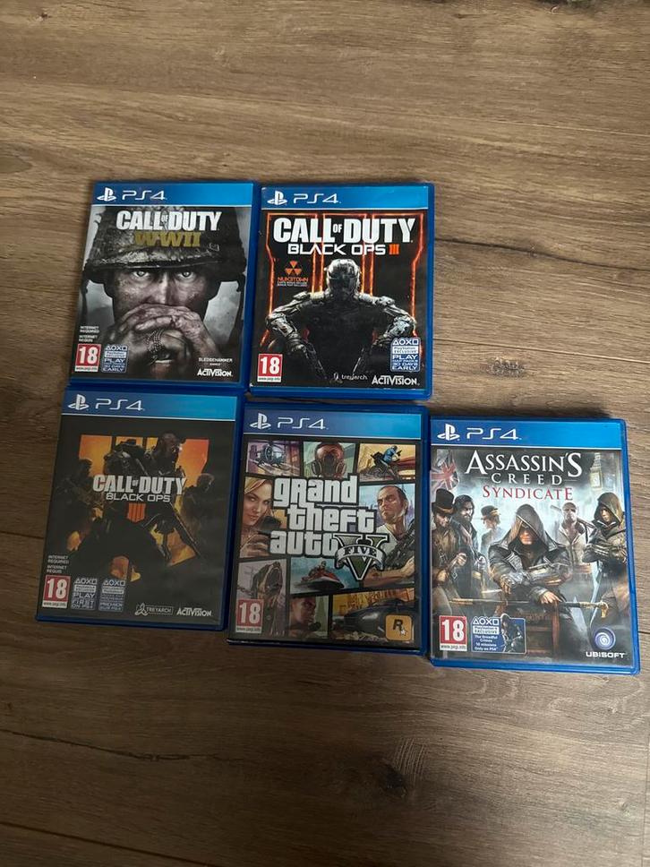 5 PS4 Games: Call of Duty, GTA V, Assassin's Creed, Spelcomputers en Games, Games | Pc, Gebruikt, Shooter, 1 speler, Vanaf 18 jaar