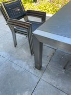 Rvs stapelbare tuinstoelen teahout afgewerkte armleuning 6 x, Tuin en Terras, Tuinstoelen, Ophalen of Verzenden, Zo goed als nieuw