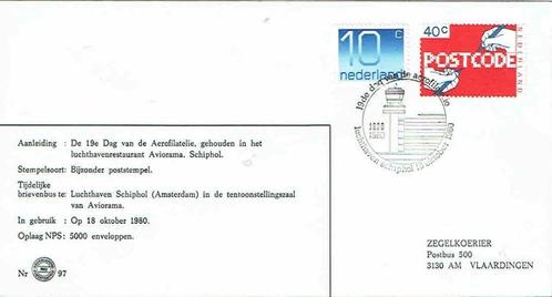 64 Nederland 1980 Dag van de Aerofilatelie Schiphol, Postzegels en Munten, Brieven en Enveloppen | Nederland, Envelop, Ophalen of Verzenden