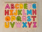 Houten alfabet puzzel, Ophalen of Verzenden, 10 tot 50 stukjes, Gebruikt, Van hout