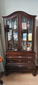 Antieke vitrinekast met boven- en onderkast, Ophalen, Gebruikt, Met deur(en), Glas