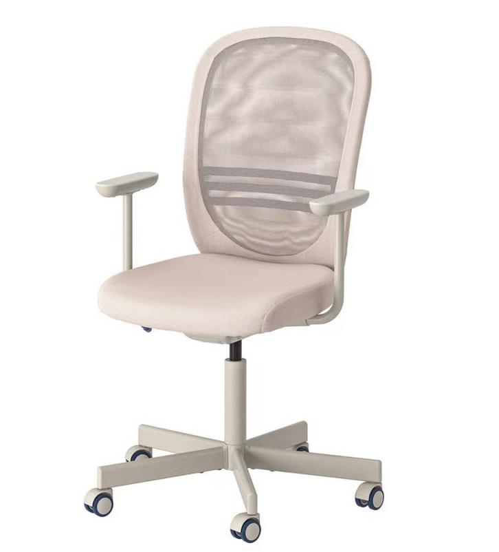 IKEA FLINTAN beige bureaustoel met armleuningen, Huis en Inrichting, Bureaustoelen, Zo goed als nieuw, Bureaustoel, Beige, Ergonomisch