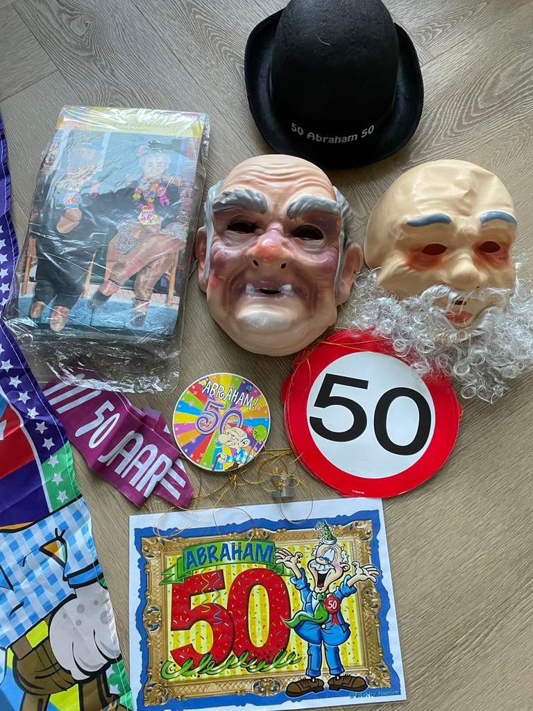 Decoratie 50 jaar, Hobby en Vrije tijd, Feestartikelen, Ophalen of Verzenden, Gebruikt, Versiering, Abraham of Sarah