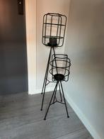 Zwarte metalen kandelaar set - 91 & 61 cm hoog, Ophalen, Gebruikt, Zwart, Kandelaar