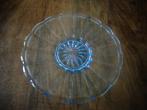 Vintage blauw glazen schaal, ster onderkant, doorsnede 29 cm, Antiek en Kunst, Antiek | Glas en Kristal, Ophalen of Verzenden