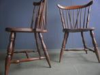 2 eettafelstoelen 1960s massiv brutalist spijlenstoelen, hou, Gebruikt, Twee, Bruin, Brutalist stoelen