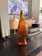 bruine glazen fles in de vorm van een vis, Gebruikt, Overige kleuren, Ophalen of Verzenden, Glas