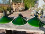 3 Groene glazen retro, Huis en Inrichting, Lampen | Hanglampen, Ophalen, Glas, Retro klassiek, Minder dan 50 cm