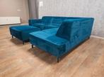 GRATIS BEZORGEN | Zeer Mooi Blauwe Velvet Hoekbank van LOODS, Info@banxtel.nl, Verzenden, Hoekbank, Hoekbank