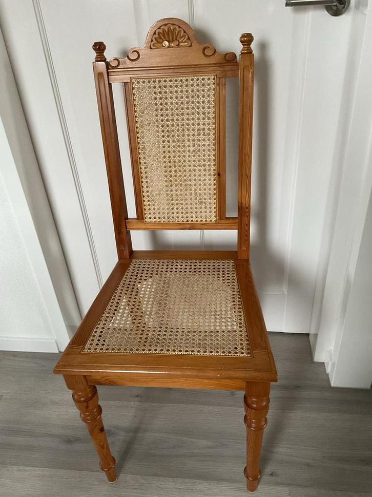 Houten Stoel met Webbing Zitting, Huis en Inrichting, Stoelen, Gebruikt, Eén, Hout, Bruin, Ophalen