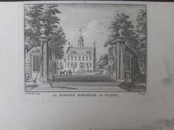 70 / Ridderhofstad de Vliet Kopergravure uit 1773 beschikbaar voor biedingen