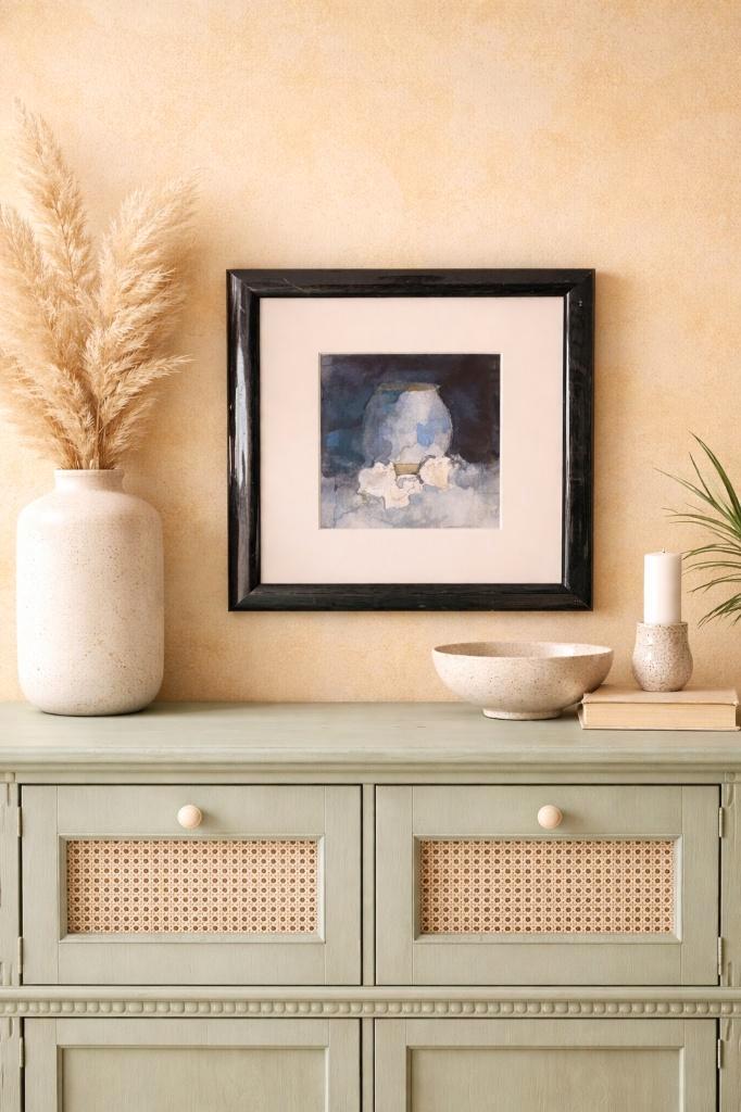 Ingelijste aquarel – stilleven, afmeting 28 26 cm, Antiek en Kunst, Kunst | Schilderijen | Abstract, Ophalen of Verzenden