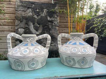 Indiase vaas India handwerk terracotta 40 cm bij oren groot beschikbaar voor biedingen