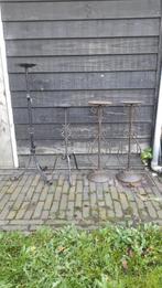 4x (giet) ijzeren kaarsenstandaards, Huis en Inrichting, Woonaccessoires | Kandelaars en Kaarsen, Ophalen, Bruin, Metaal, Minder dan 25 cm