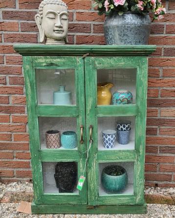 NIEUW PTMD indiaas vitrinekastje indiase kast groen vintage  beschikbaar voor biedingen