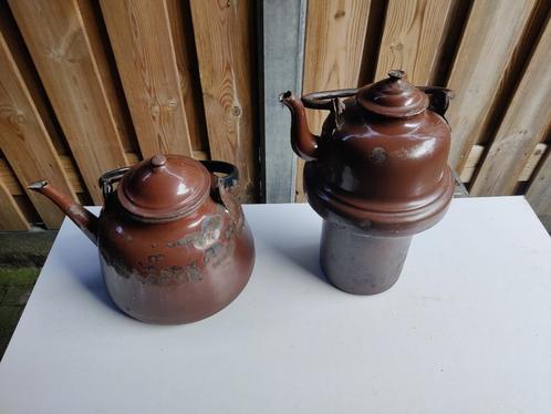 Te Koop 2 Antieke Emaille grote potten/ketels, Antiek en Kunst, Antiek | Emaille, Ophalen of Verzenden