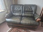 Graits:leren bank en fauteuil met houten details, Ophalen, Gebruikt, Klassiek, Hout