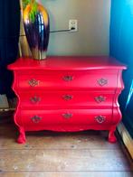 Antiek ladenkastje in nieuwe rode look, Minder dan 50 cm, Gebruikt, 3 of 4 laden, Minder dan 100 cm
