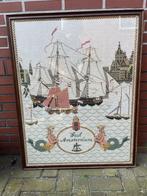 Schilderij geborduurd Sail Amsterdam   vintage, Ophalen, Gebruikt, Zeilboot, Kaart, Foto of Prent