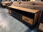 TV Dressoir Kirby 180 cm Mangohout/Metaal, 150 tot 200 cm, Nieuw, Ophalen of Verzenden, Metaal