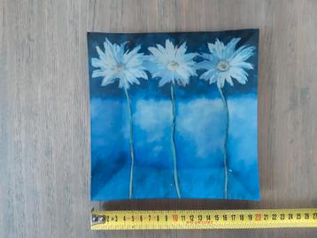 Glazenschaal witte bloemen blauwe schaal vierkant nieuw  beschikbaar voor biedingen
