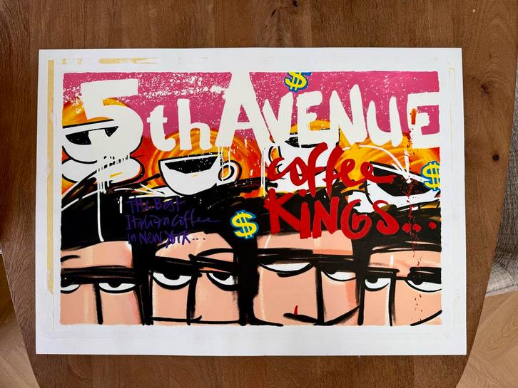 Selwyn Senatori - 5th Avenue Coffee Kings Zeefdruk, Antiek en Kunst, Kunst | Tekeningen en Foto's, Ophalen of Verzenden