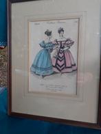 Antieke gravure modeprent "Costumes Parisiens", Antiek en Kunst, Ophalen of Verzenden