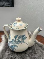 Antieke Gien Theepot Oiseaux Blauw Bloemmotief, Antiek en Kunst, Ophalen of Verzenden