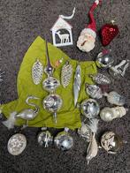 Oude kerstballen + piek, zilver/wit, Diversen, Kerst, Ophalen of Verzenden