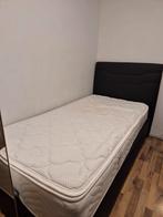 Bed met opberg 1meter bij 200  zwart leer look, Ophalen, Zo goed als nieuw, Eenpersoons, 90 cm