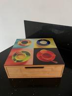 Opbergdoos voor koffie en thee met decoratieve glasplaat, Ophalen of Verzenden, Zo goed als nieuw, Minder dan 50 cm