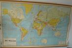 wereldkaart schoollandkaart indrukwekkend groot 215*138 cm, Antiek en Kunst, Ophalen, Aardrijkskunde